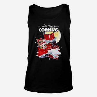 Chihuahua Santa Is Coming Gift For You Crewneck Unisex Tank Top - Monsterry AU
