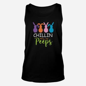 Chillin With My Peeps Funny Easter Day Easter Bunny Unisex Tank Top - Thegiftio UK