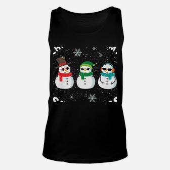 Chillin With My Snowmies Cute Snowman Ugly Christmas Sweater Unisex Tank Top | Crazezy