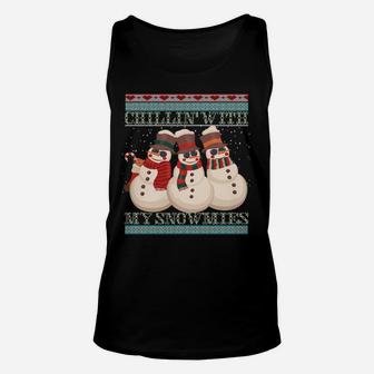 Chillin' With My Snowmies Ugly Christmas Snowman Unisex Tank Top | Crazezy