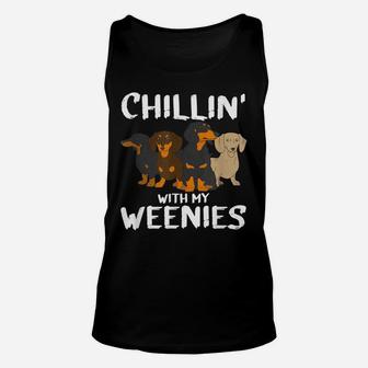 Chillin With My Weenie Mom Doxie Dad Dog Dachshund Lovers Unisex Tank Top | Crazezy AU