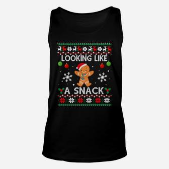 Chirstmas Holiday Looking Like A Snack Ugly Xmas Unisex Tank Top - Monsterry