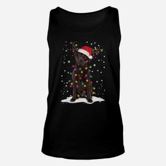 Chocolate Lab Labrador Christmas Tree Light Pajama Dog Xmas Sweatshirt Unisex Tank Top | Crazezy CA