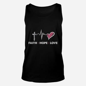 Christian Faith Hope Love Heartbeat Red Heart Unisex Tank Top - Seseable