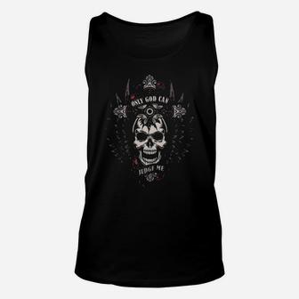Christian Skull Only God Can Judge Me Unisex Tank Top - Monsterry