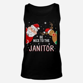 Christmas Be Nice To Janitor Santa Is Watching Unisex Tank Top | Crazezy