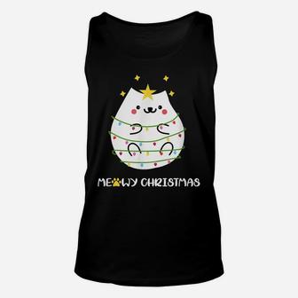 Christmas Cat Lovers Funny Ugly Sweater Pajama Polar Express Unisex Tank Top | Crazezy