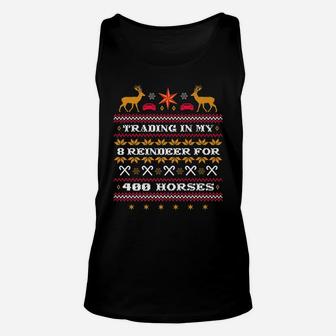 Christmas Chronicles Trading Reindeer For Horses Ugly Print Unisex Tank Top | Crazezy UK