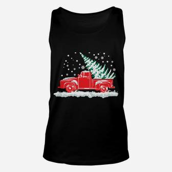 Christmas Classic Old Red Truck Vintage Pick Up Xmas Tree Sweatshirt Unisex Tank Top | Crazezy DE