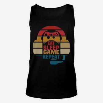 Christmas Gamer Shirt Eat Sleep Game Repeat Video Gamer Unisex Tank Top | Crazezy
