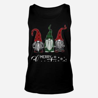 Christmas Gnomes In Plaid Hats Funny Gift Merry Xmas Graphic Unisex Tank Top | Crazezy