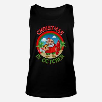 Christmas In October Fall Tropical Hawaii Surfer Design Unisex Tank Top | Crazezy