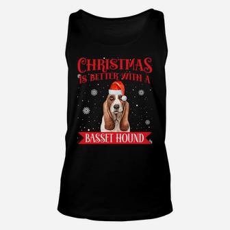 Christmas Is Better With A Basset Hound - Dog Lovers Unisex Tank Top | Crazezy