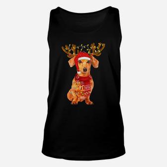Christmas Lights Dachshund Dog Lover Dog Dad Dog Mom Sweatshirt Unisex Tank Top | Crazezy