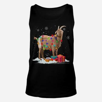 Christmas Lights Goat Celebrates Xmas Party For Goat Lover Sweatshirt Unisex Tank Top | Crazezy UK