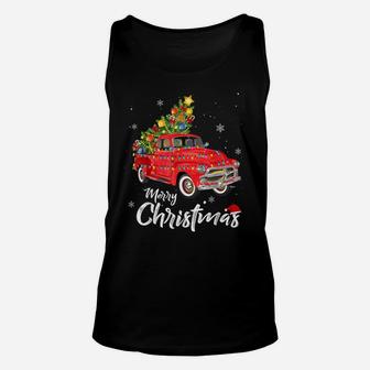Christmas Red Truck Xmas Tree Vintage Gifts Merry Christmas Unisex Tank Top | Crazezy