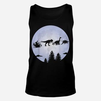 Christmas Santa Dinosaur - Moon Dinosaur Sleigh Unisex Tank Top | Crazezy DE