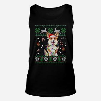 Christmas Tree Corgi Pajama Lights Dog Dad Mom Sweatshirt Unisex Tank Top | Crazezy