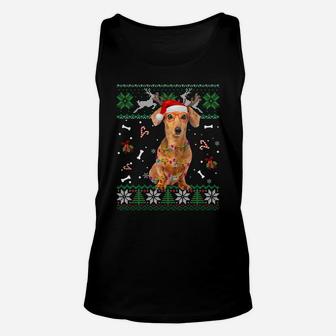 Christmas Tree Dachshund Pajama Lights Dog Dad Mom Sweatshirt Unisex Tank Top | Crazezy