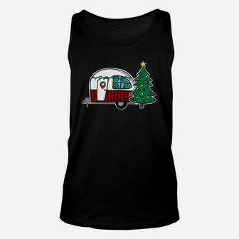Christmas Vintage Camper Sweatshirt Xmas Tree Wreath Decor Unisex Tank Top | Crazezy