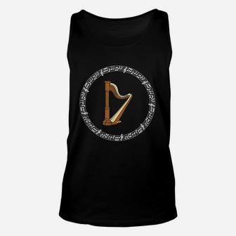 Classic Music Irish Harp Player Musical Notes Ireland Gift Unisex Tank Top - Thegiftio