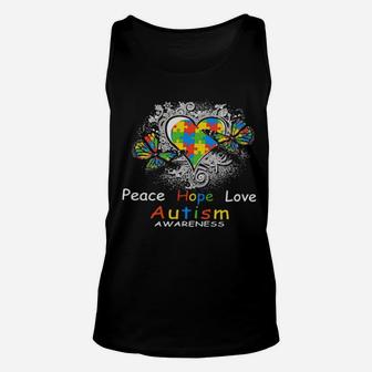 Classic Peace Hope Love Autism Awareness Unisex Tank Top - Monsterry CA