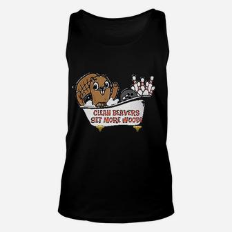 Clean Beavers Get More Wood Bowling Unisex Tank Top | Crazezy