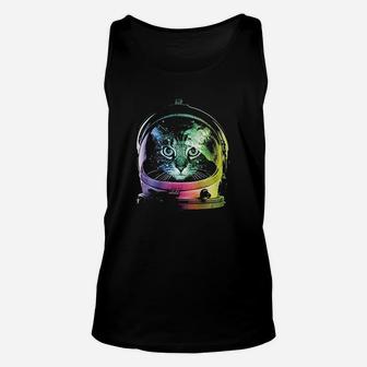 Clothing Co Space Cat, Rainbow Astronaut Helmet Galaxy Unisex Tank Top - Thegiftio UK