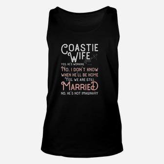Coastie Wife Us Coast Guard Yes Hes Working Unisex Tank Top | Crazezy