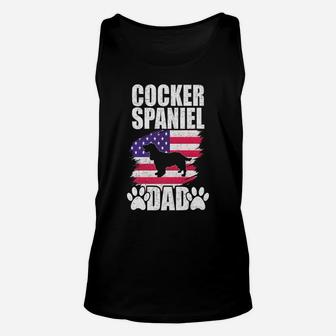Cocker Spaniel Dad Dog Lover American Us Flag Unisex Tank Top | Crazezy