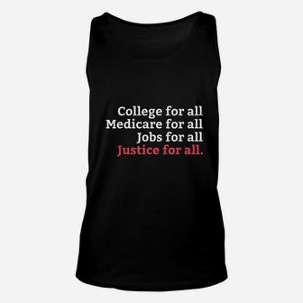 College Medicare Jobs Justice For All Equal Rights Unisex Tank Top | Crazezy AU