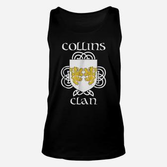Collins Family Crest Coat Of Arms T Shirt Unisex Tank Top | Crazezy