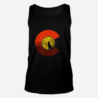 Colorado Flag Wolf Howling At Moon Unisex Tank Top | Crazezy AU