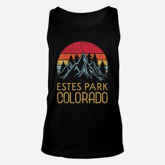 Colorado | Sunset Us Mountain Travel - Vintage Estes Park Unisex Tank Top | Crazezy