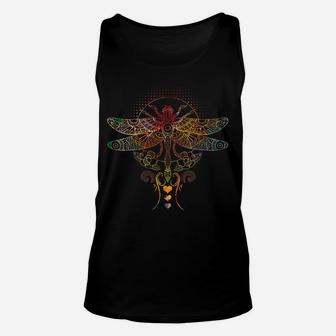 Colorful Mandala Dragonfly - Lotus Flower Tee Unisex Tank Top | Crazezy UK