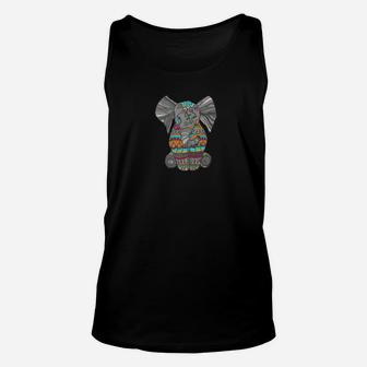 Colorful Patterned Elephant For Animal Lovers Unisex Tank Top - Thegiftio UK