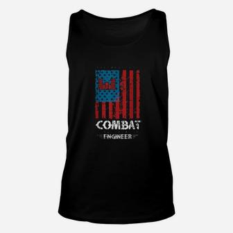 Combat Engineer American Flag Distressed Us Military Unisex Tank Top - Monsterry
