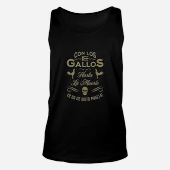 Con Los Gallos Gallero Fighting Rooster Puerto Rico Flag Unisex Tank Top - Thegiftio