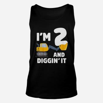 Construction Truck 2Nd Birthday2 Two Year Old Excavator Unisex Tank Top | Crazezy UK