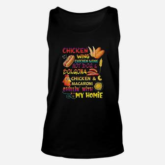 Cooked Chicken Wing Chicken Wing Hot Dog Bologna Macaroni Unisex Tank Top | Crazezy CA