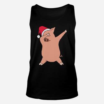 Cool And Funny Dancing Xmas Pig Unisex Tank Top - Monsterry