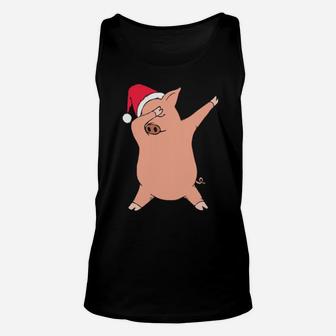 Cool And Funny Dancing Xmas Pig Unisex Tank Top - Monsterry UK