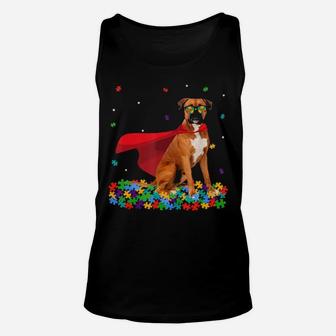 Cool Boxer Autism Awareness Graphic Dog Lover Unisex Tank Top - Monsterry