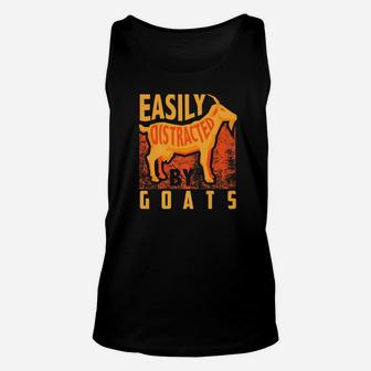 Cool Easily Distracted By Goats Gif For Animal Lover Unisex Tank Top - Thegiftio UK