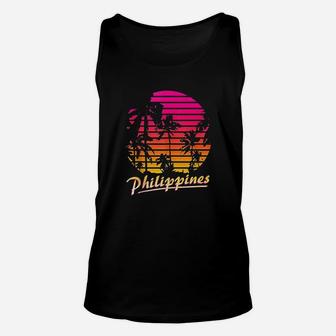 Cool Philippines 80S Palm Trees Summer Sunset Unisex Tank Top | Crazezy