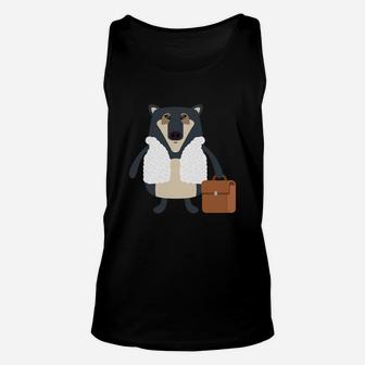Cool Professional Wolf With Briefcase In Sheeps Clothes Unisex Tank Top - Thegiftio UK