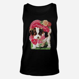 Cool Retro Dog With Heart Puppy Love Valentine's Day Unisex Tank Top - Monsterry UK