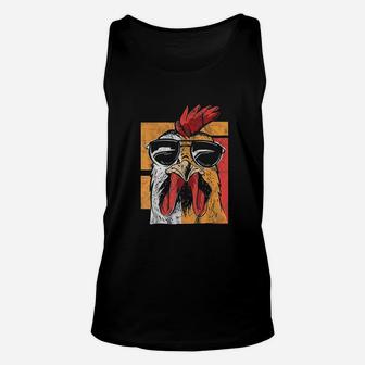 Cool Rooster Wearing Sunglasses Vintage Chicken Unisex Tank Top | Crazezy AU