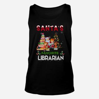 Cool Santa's Favorite Librarian Unisex Tank Top - Monsterry