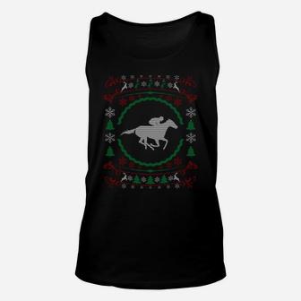 Cool Ugly Christmas Style Race Horse Funny Xmas Sweatshirt Unisex Tank Top | Crazezy